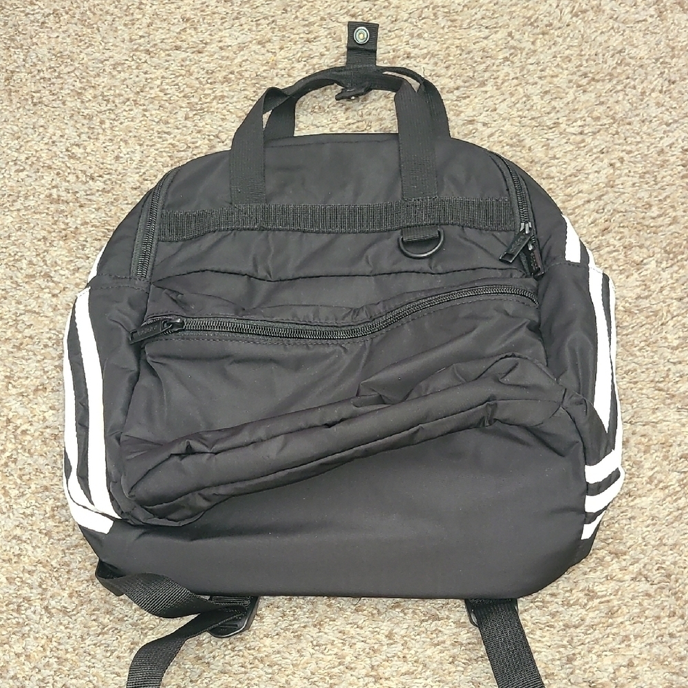 Adidas Black Backpack with White Stripes